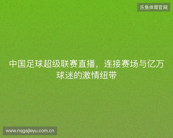 中国足球超级联赛直播，连接赛场与亿万球迷的激情纽带